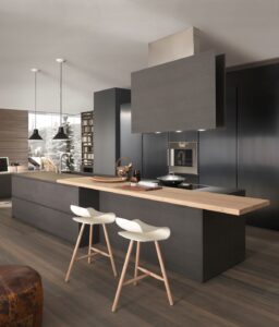 kitchens 17 Black kitchen featuring blocks two different types of wood